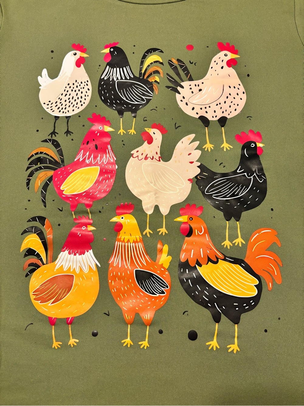 Olive Green Chicken Graphic Tee - Picture 4 of 4